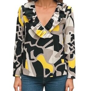 Sandro Sportswear Black & Yellow Geometric Shape Design Blazer Size L‎